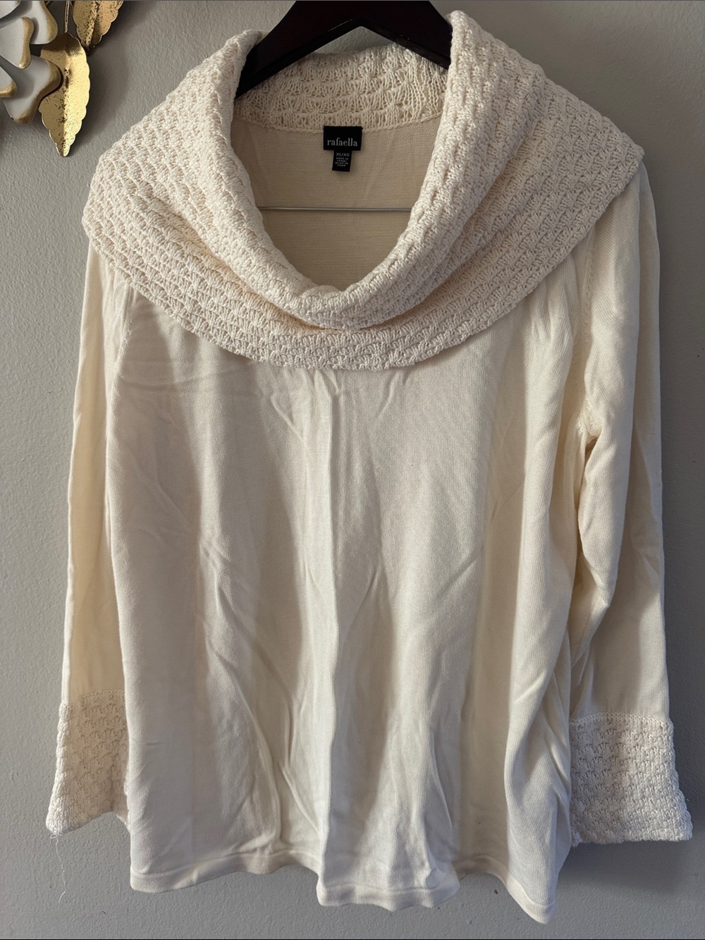 Rafaella Cream Knit Cowl Neck Long Sleeve Top